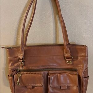 Fossil Brown Leather Tote Bag